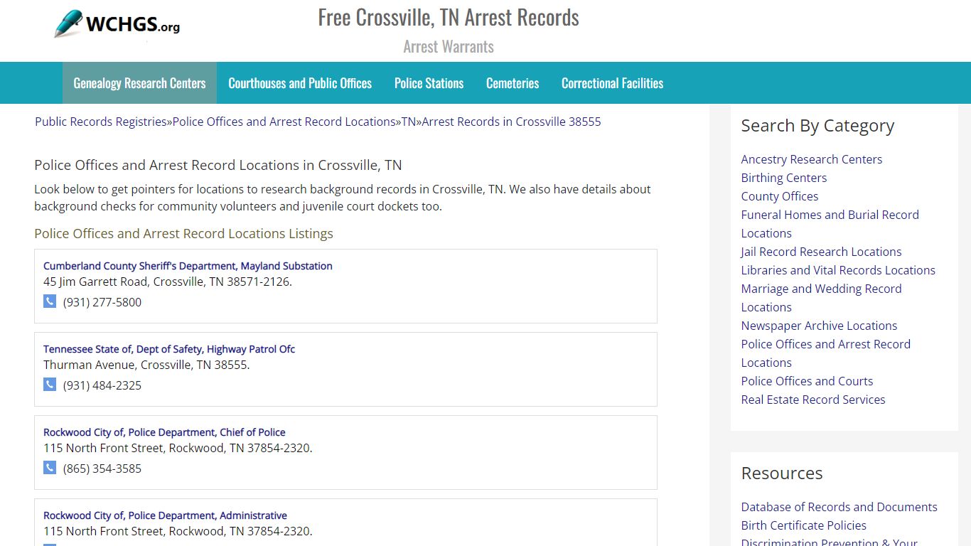 Free Crossville, TN Arrest Records - Arrest Warrants